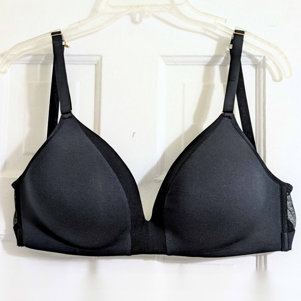 brand new black wireless bra with mesh trim by LIVELY 34DD